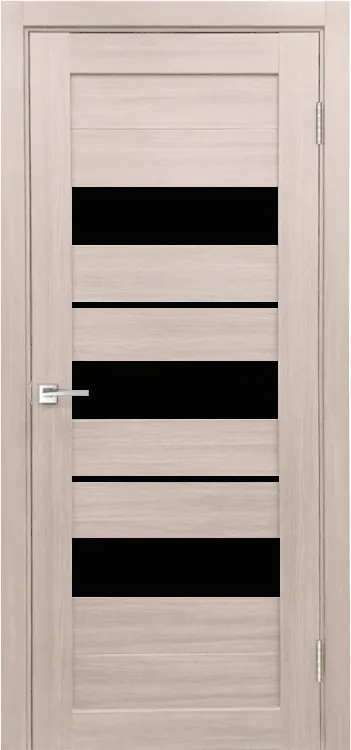 Межкомнатная дверь Легенда X-7 тон Кремовая лиственница Остекление Лакобель черное